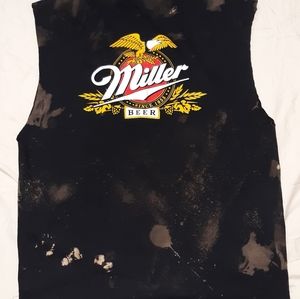 Miller Beer Upcycled Bleach Dye T-shirt